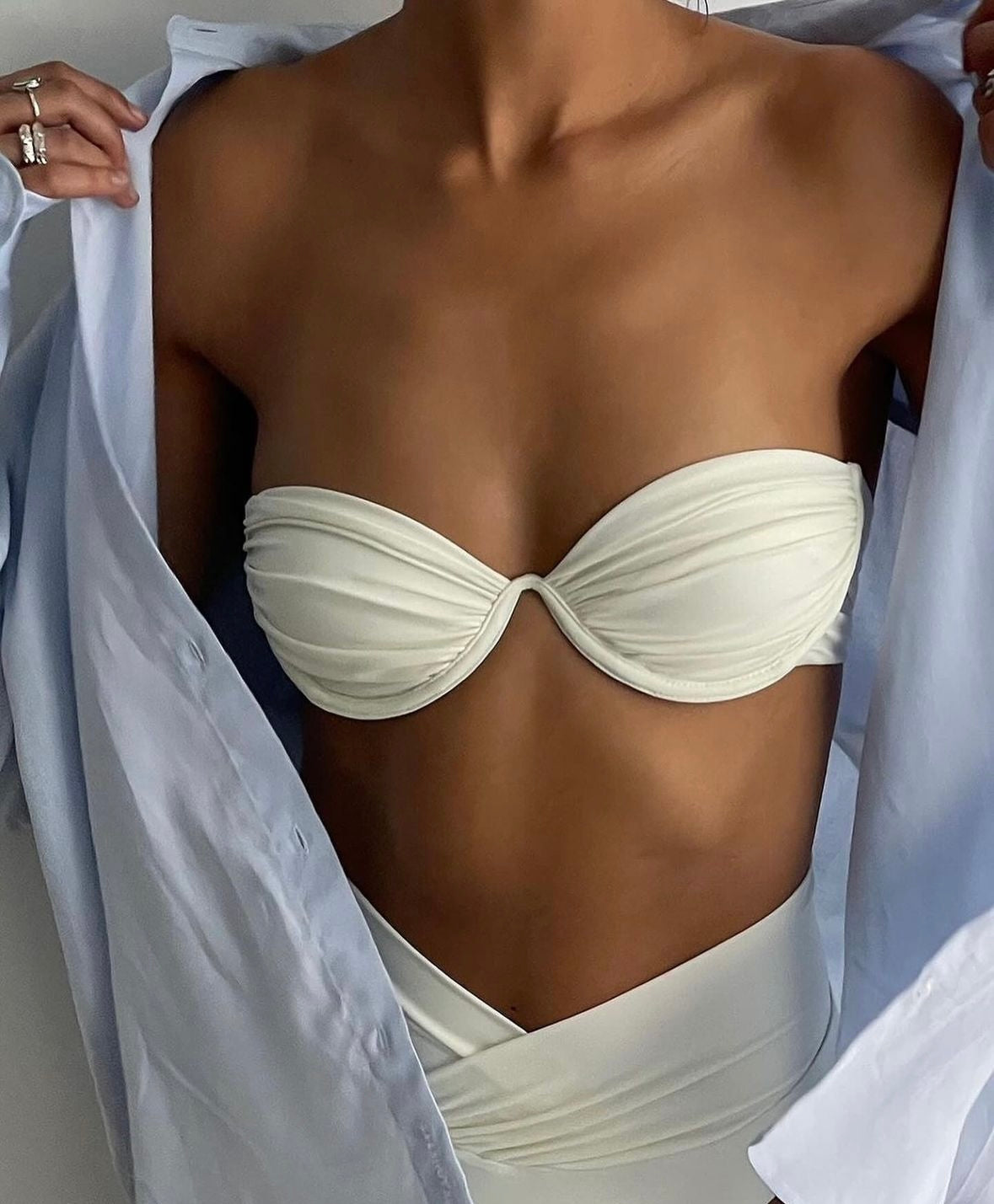 Billow Bikini Top Creme White Badetøy